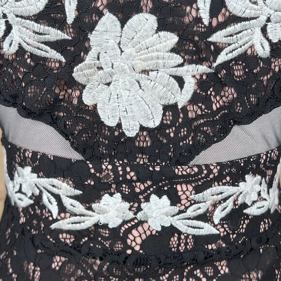 Sugar + Lips Black Sheer Lace Dress with Sheer Cut-Outs & Embroidery XS NWT - Picture 3 of 16